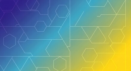 Geometric hexagonal pattern on a blue to yellow gradient background