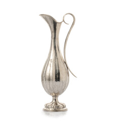 antique silver water jug ​​photographed on a white background