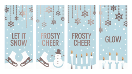 Winter season greetings with snowflakes and ice skates for festive holiday cheer, ideal for cards, social media, and winter promotions