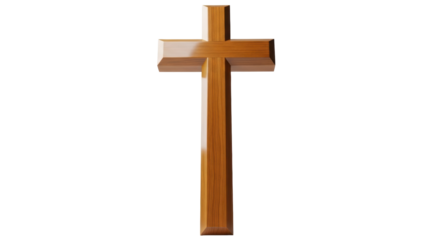 Isolated wooden Christian cross. Jesus Christ and Easter symbol. Spiritual religion.