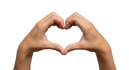 Isolated hands making heart sign with fingers together in a romantic and passionate gesture