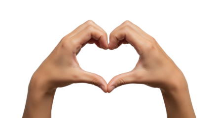 Isolated hands making heart sign with fingers together in a romantic and passionate gesture