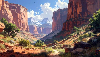 Zion National Parks Majestic Canyon Landscape Painting.