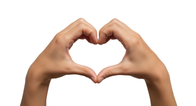 Isolated hands making heart sign with fingers together in a romantic and passionate gesture