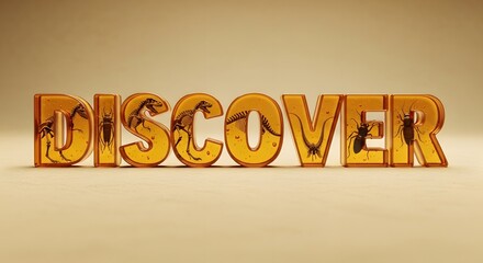 Discover fossilized skeletons insects amber, entomology paleontology, close-up science education, museum exhibit, natural history, promotional graphic design