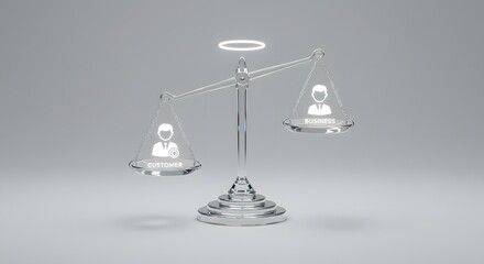 Customer and Business Balance on Scales, Value Proposition, Client Acquisition, Customer Retention, for Financial Report, Marketing Campaign