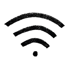 Hand drawn free wifi spot zone sign Public wi-fi area sign Wireless internet clipart in doodle style Single element for print, web, design, decor 3G, 4G, 5G, 6G, IoT