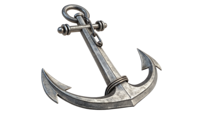 Vintage nautical anchor, isolated on transparent background