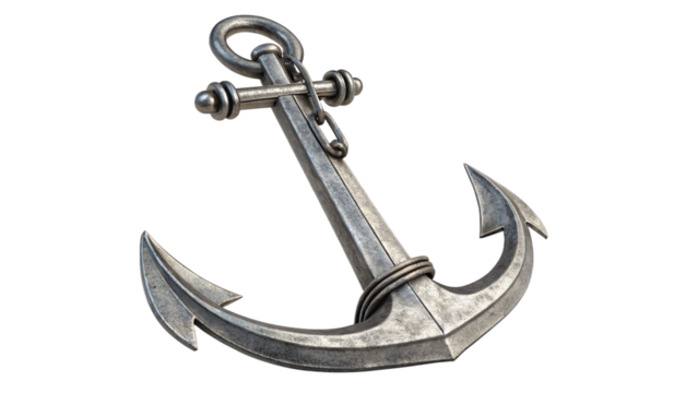 Vintage nautical anchor, isolated on transparent background
