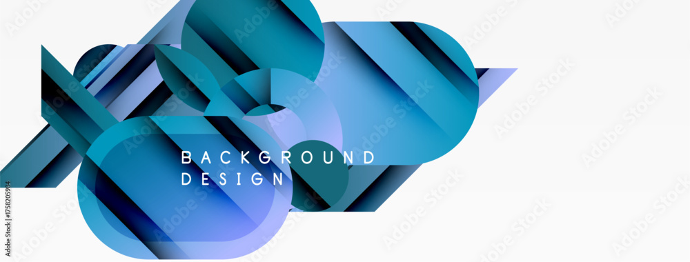 Wall mural abstract geometric shapes, blue gradients, white space. modern design elements create dynamic visual