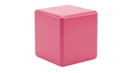 Isolated pink cube studio shot with rounded edges, minimal lighting, a modern look, and design