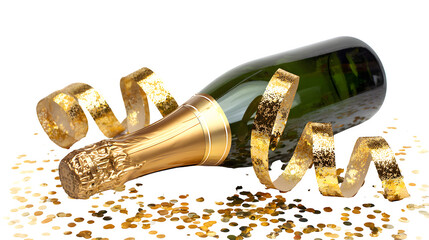 Champagne bottle and glasses on white background celebration drink © wajid