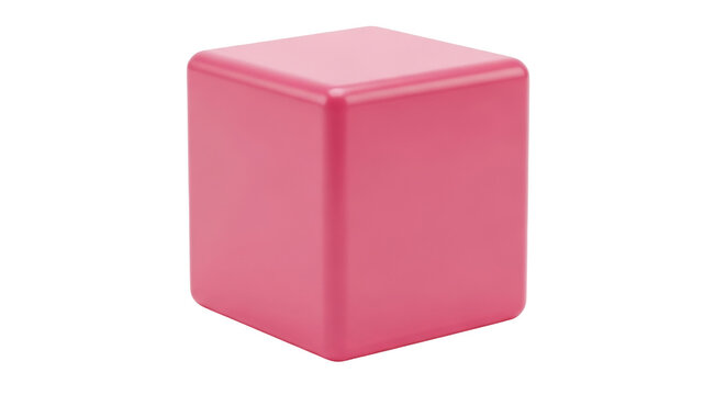 Isolated pink cube studio shot with rounded edges, minimal lighting, a modern look, and design