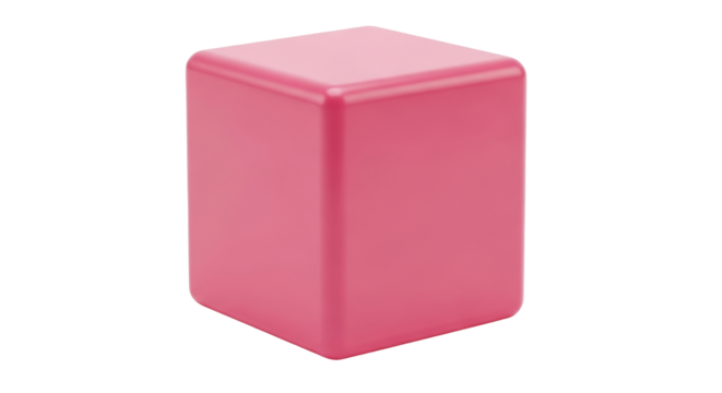 Isolated pink cube studio shot with rounded edges, minimal lighting, a modern look, and design