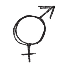 Hand drawn bigender female and male gender identity sign Symbol used to represent sex and gender