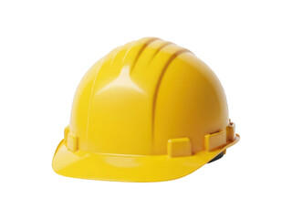 Yellow hard hat, angled view, shadows, glossy finish against black background