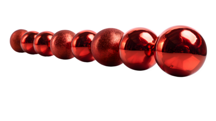 Red pearl necklace with red beads on white background