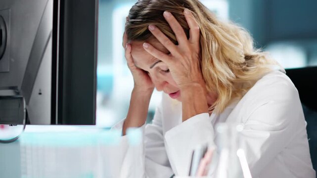 Stressed Scientist having Research Problem