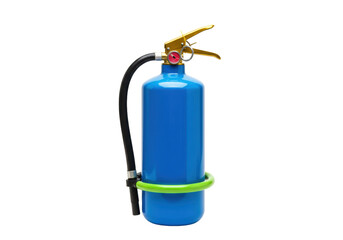 Obraz premium Isolated blue fire extinguisher for safety and prevention of fire with golden lever design