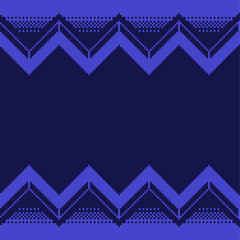 Dark Blue Zig Zag Dungeon Frame Background with Dithered Gradient, Pixel Art Style