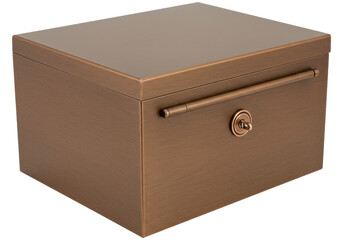 Isolated bronze safe, money storage box, luxury security vault, secure deposit container