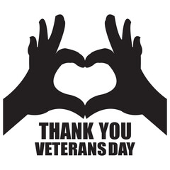 Thank You Veterans Day Heart Hands Illustration. illustration showing heart-shaped hands holding an American flag with  message “Thank You Veterans Day,” symbolizing patriotism and gratitude.EPS10/AI.