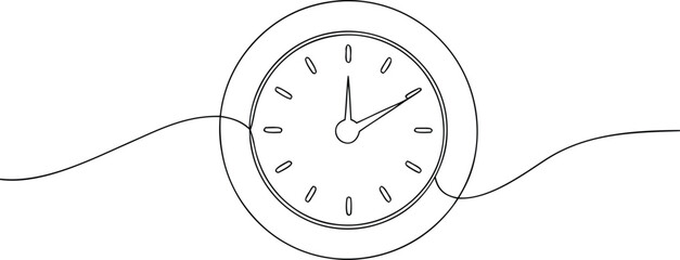 Black and white line art of a clock face with hands