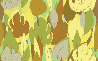 Floral seamless with hand drawn color exotic monstera leaves. Cute summer background. Tropic branches. Modern floral compositions. Fashion vector illustration for wallpaper, fabric, textile.