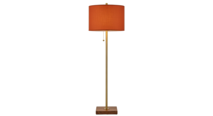 Isolated Floor Lamp with Round Shade and Pull Chain, Modern Home Interior Lighting Fixture