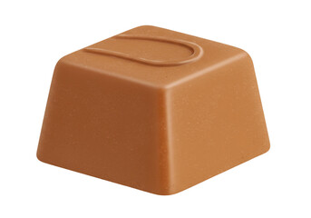 Isolated caramel candy, brown sweet fudge, toffee delight, delectable treat in a cube shape