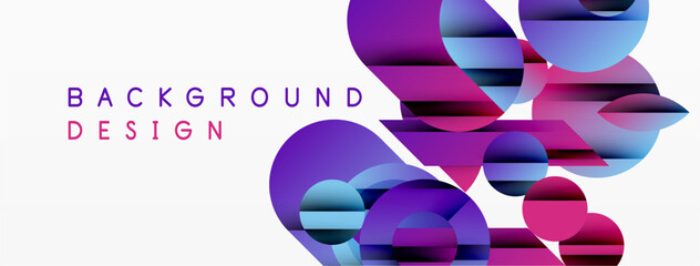 Abstract circles overlap, creating vibrant purple, blue, pink gradients. White space provides contrast, modern aesthetic.