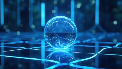 Floating Neon Sphere Over the Horizon of Reflection