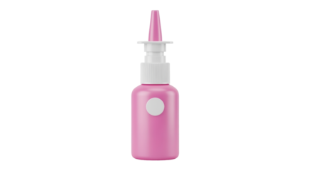 Isolated pink nasal spray bottle with medicine mist nozzle, for cold, flu, allergy relief