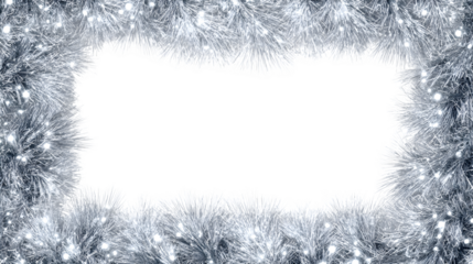 A blue winter frame border design featuring Christmas tree decoration, snowflakes, and pine branch illustration for your holiday card