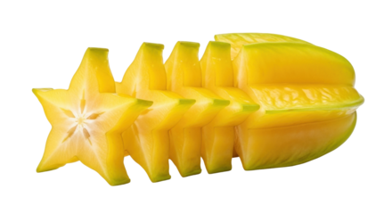 Isolated star fruit slices, vibrant yellow, and edible tropical fruit against a seamless backdrop