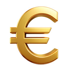 Golden euro currency symbol isolated on white background