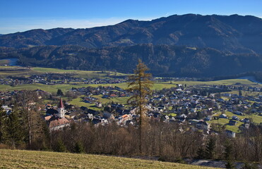 View of Aflenz Kurort from B&uuml;rgeralm, Bruck-M&uuml;rzzuschlag District, Styria, Austria
