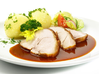 Pork Roast with Potato Dumpling and Salad