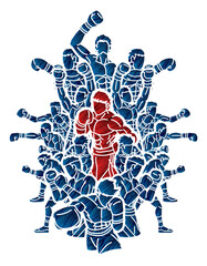 Group of Boxers Boxing Sport Kickboxing Mix Action Muay Thai Cartoon Graphic Vector