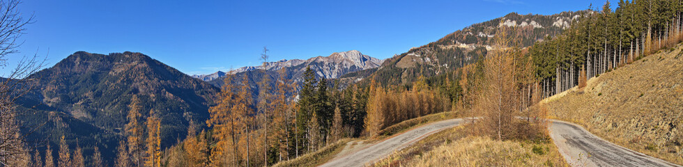 Landscape at the road to B&uuml;rgeralm at Aflenz Kurort,Bruck-M&uuml;rzzuschlag District,Styria,Austria
