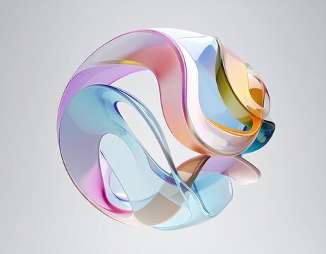 Abstract layered glass sphere with swirling, fluid forms
