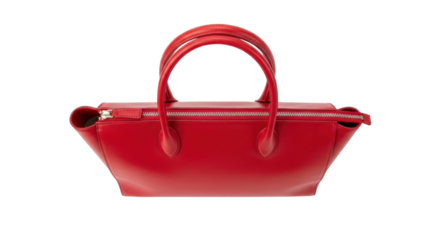 Isolated crimson handbag, a fashionable accessory for carrying personal items in an organized manner