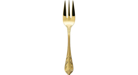 Isolated golden fork, luxurious kitchen utensil, beautiful table setting, serving cutlery