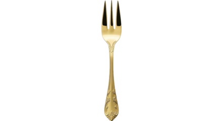 Isolated golden fork, luxurious kitchen utensil, beautiful table setting, serving cutlery