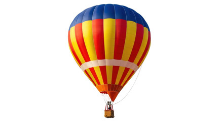 Isolated hot air balloon against clear sky for tourist travel and adventure concept