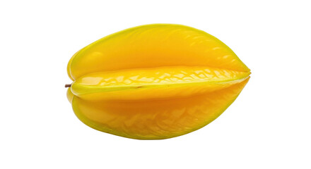 Isolated ripe carambola fruit or starfruit with five ridges, tropical edible ingredient