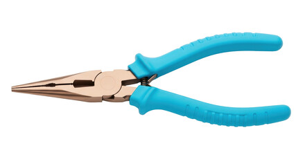 Fototapeta premium Isolated needle-nose pliers with blue handles lie on their side for precise electrical work