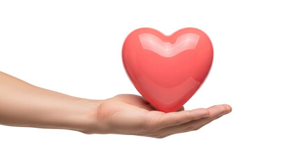 Obraz premium Isolated heart rests gently on an open palm suggesting love, health, generosity, and healing