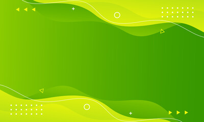 Abstract green gradient fluid wave background with geometric shapes. Modern dynamic wallpaper. Trendy banner template design for sales, business, ads, events, websites, pages, and more