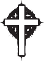 Fototapeta premium A symbolic Christian cross shines brightly against a star-studded backdrop, conveying hope and faith. 